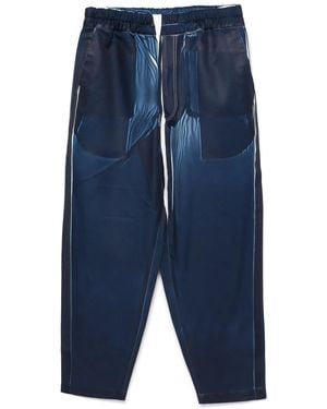 Comme des Garçons Denim-Print Trousers - Blue