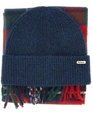 Barbour Olivia Set Aus Schal Und Beanie Mit Fransen - Blau