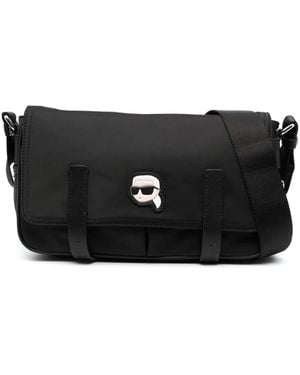 KARL LAGERFELD Ikonik Karl Patch Shoulder Bag - Black