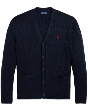 Polo Ralph Lauren Polo Pony Cable-Knit Cardigan - Blue