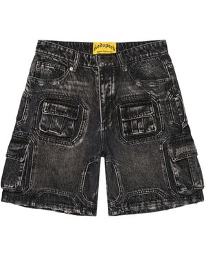 Godspeed Octagon Cargo-Pocket Denim Shorts - Grey