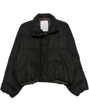 Brunello Cucinelli Sequin-Embellished Striped Puffer Jacket - Black