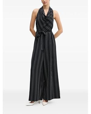 DKNY Striped Belted Jumpsuit - Black