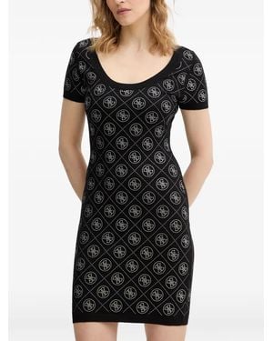 Guess 4G Rhinestone-Embellished Mini Dress - Black