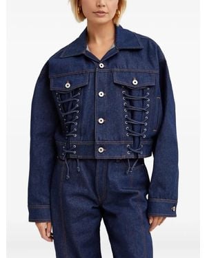 Jean Paul Gaultier Lacing-Detail Denim Jacket - Blue