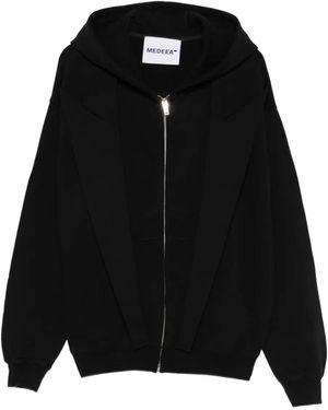 MEDEA Lapels Zip Hoodie Jacket - Black