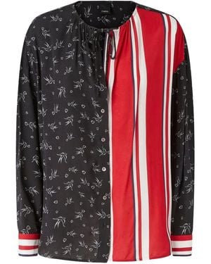 Pinko Bird-Print Striped Top - Black