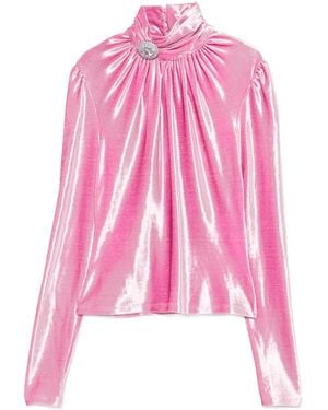 Rabanne Neck-Embellishment Top - Pink