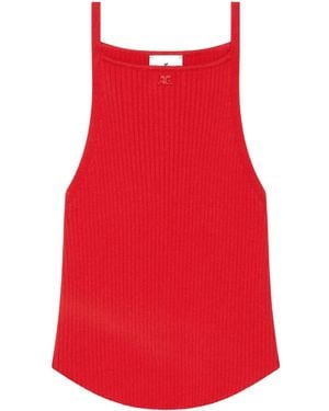 Courreges Haut Côtelé À Dos Nu - Rouge