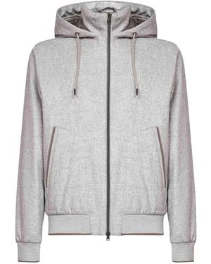 Herno Ribbed-Trim Hooded Jacket - Gray