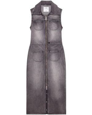 Courreges Double-Pockets Denim Midi Dress - Grey