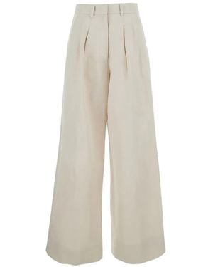 PT Torino Pleated Wide-Leg Pants - White