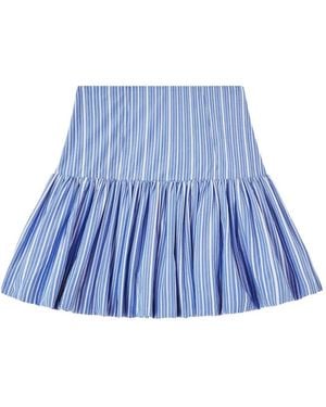Ganni Stripe-Pattern Bubble-Hem Skirt - Blue