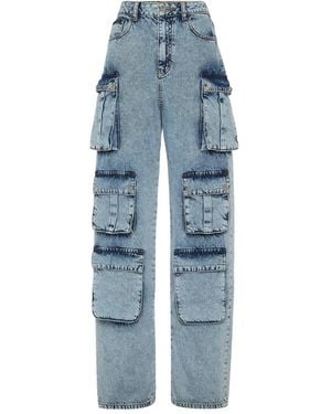 Philipp Plein Wide-Leg Cargo Jeans - Blue