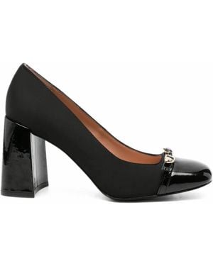 Love Moschino Patent-Panel Heart-Detail Court Shoes - Black