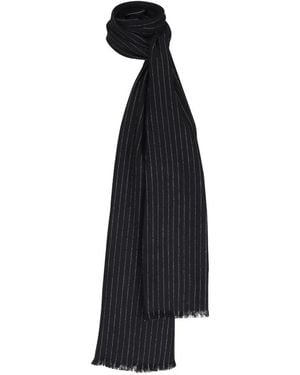 Kinross Cashmere Striped-Pattern Scarf - Black
