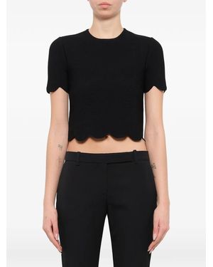 McQueen Scalloped Hem Top - Black