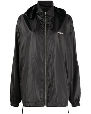 we11done Logo-Print Hooded Jacket - Black