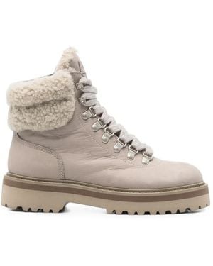 Woolrich Shearling-Trim Hiking Boots - Natural