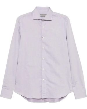 Canali Spread-Collar Button-Up Shirt - Purple