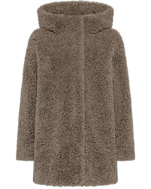 Rrd Hooded Lamb Coat - Brown