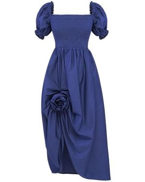 Sleeper Belle Off-Shoulder Smocked Dress - Blue