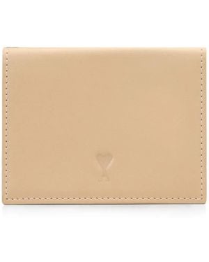Ami Paris Portefeuille Triple En Cuir De Vachette Avec Ami De Cœur - Natural