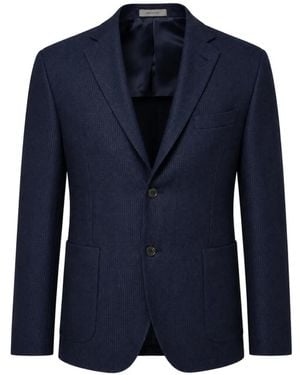 Corneliani Micro-Patterned Single-Breasted Jacket - Blue