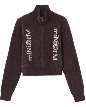 Mini Cream High-Neck Zip-Front Jacket - Brown