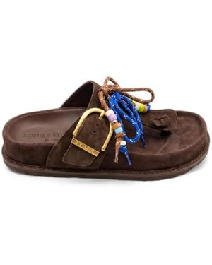 KOMIS & KOMIS Beaded-Lace Suede Sandals - Black