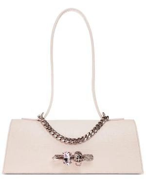 McQueen Borsa A Spalla Jewelled Con Effetto Coccodrillo - Rosa