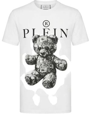 Philipp Plein Jersey T-Shirt Skull Teddy Dollar - White