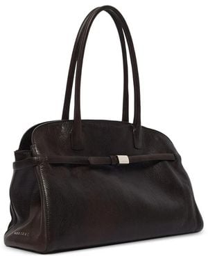 Orciani Large Aura Lagoon Embossed-Leather Tote Bag - Black