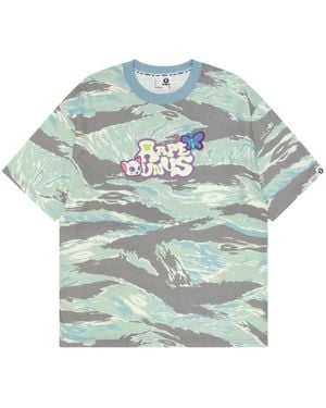 Aape By A Bathing Ape Camouflage-Print Cotton T-Shirt - Blue