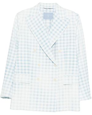 Ermanno Scervino Double-Breasted Checked Blazer - White
