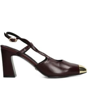 GOLD&ROUGE Lisian Cap-Toe Slingback Court Shoes - Brown