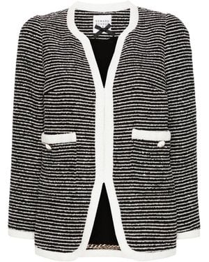 Edward Achour Paris Striped Tweedj Acket - Black