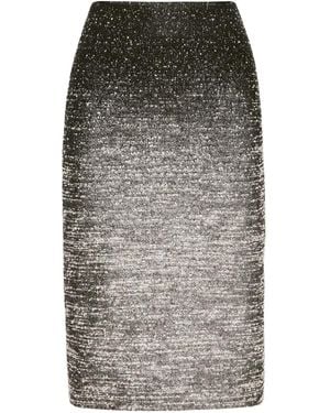 Oscar de la Renta Ombré-Effect Bouclé Midi Skirt - Grey
