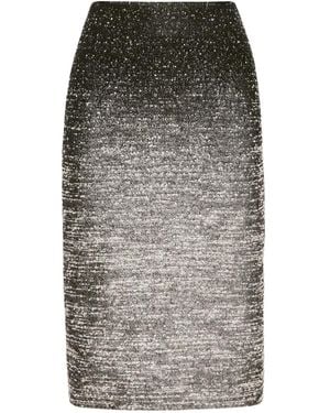 Oscar de la Renta Ombré-Effect Bouclé Midi Skirt - Grey
