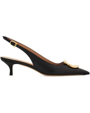 Ferragamo Leather Slingback Court Shoes - Black