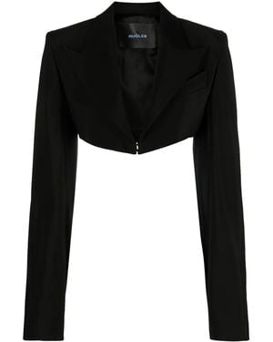 Mugler Cropped Twill Blazer - Black