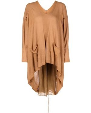 Masnada V-Neck Knitted Blouse - Brown