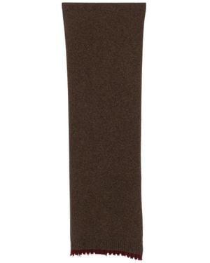 Uma Wang Frayed-Edge Ribbed-Trim Scarf - Brown
