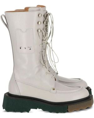 Off-White c/o Virgil Abloh Lace-Up Platform Boots - Gray