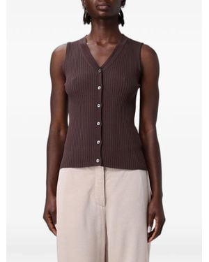 Antonio Marras Chaleco De Canalé Con Cuello En V - Morado