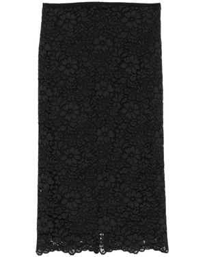 Simonetta Ravizza Clivy Floral Lace Midi Skirt - Black