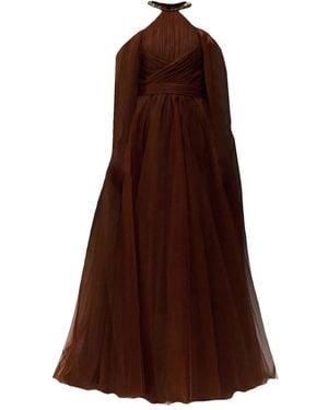 THA SEEN Draped-Detail Maxi Dress - Brown