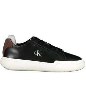 Calvin Klein Logo-Print Lace-Up Trainers - Black