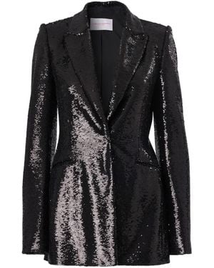 Carolina Herrera Peak Lapel Sequined Blazer - Black