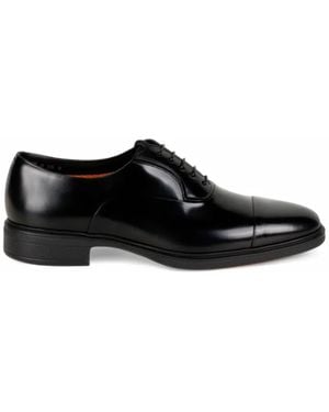 Santoni Cap-Toe Lace-Up Oxford Shoes - Black